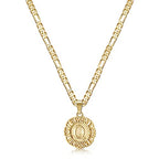 KissYan Initial Necklaces for Women, 14K Gold Plated Round Letter Pendant Capital Monogram Necklace Alphabets from A-Z Figaro Chain Jewelry - color: Gold, style: Q