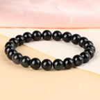 LPBeads Handmade Natural Gemstone Stretch Elastic Bracelet Healing Crystal Round Stone Beads Jewelry Gifts for Women Men - color: Black Obsidian, size: 8mm