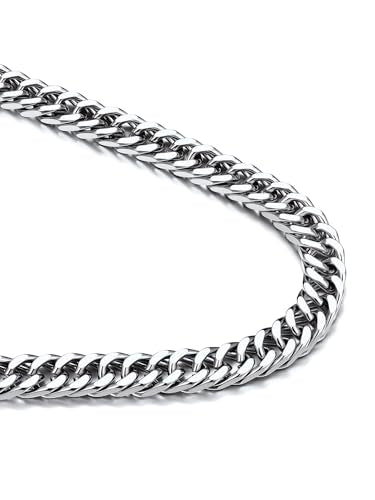Bandmax Cuban Link Necklace for Men, Stainless Steel Chain, 5/7/10/13.5mm - color: c. 10mm Stainless, size: 28 inch