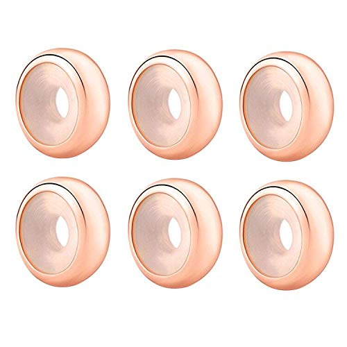 Clip Stopper Charms Sterling Silver Rondelle Spacer Bead Charm Stopper Charm for Pandora Charm Bracelets - color: Rose Gold-Plated ( 6 pcs)