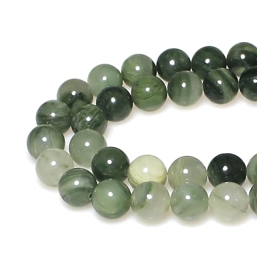 Natural Stone Beads Mixed Jasper Round Loose Beads for Jewelry Making DIY Bracelet Necklace (4mm) - color: Grass green jade, size: 4mm