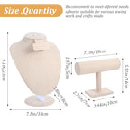 2 Pcs Jewelry Display Set Necklace Mannequin Bust T Bar Bracelet Holder for Earring Necklace Ring Display