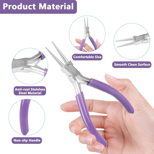 Round Nose Pliers, Wire Jewelry Making Tools,Jewelry Pliers Jewelry Making Tools for Crafts - color: Purple-round Nose Pliers