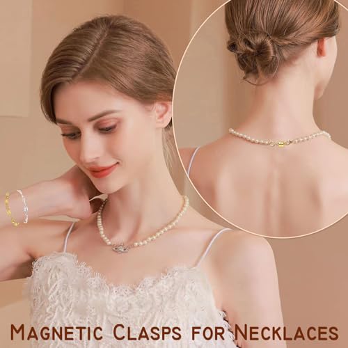 Magnetic Clasps for Necklaces Strong Magnetic Necklace Clasps and Closures Gold and Silver Necklaces Extender Bracelet Jewelry Clasps, L-Putong-12J - color: 12Pcs Gold
