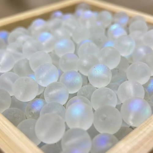 200Pcs Clear Matte Crystal Glass Beads, 4mm Aurora Mermaid Style for DIY Jewelry Making, Necklace Bracelet Earring Crafts