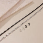 Mother’s Day Gift – Permanent Bracelet Kit with Love Vow Card, 316L Stainless Steel Chain & 925 Silver Heart Clasp, Handcrafted, Ideal for Anniversary & Romantic Date Night - color: Silver + Black
