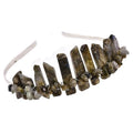 JIC Gem Labradorite Crystal Crown Raw Quartz Headband Handmade Tiara Natural Stone Headpiece Women Girls for Wedding Parties - color: Labradorite