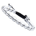MASSIVE BEADS Natural Healing Power Gemstone Crystal Beads Unisex Adjustable Macrame Bracelets - color: Clear Crystal, size: 8mm