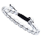 MASSIVE BEADS Natural Healing Power Gemstone Crystal Beads Unisex Adjustable Macrame Bracelets - color: Clear Crystal, size: 8mm