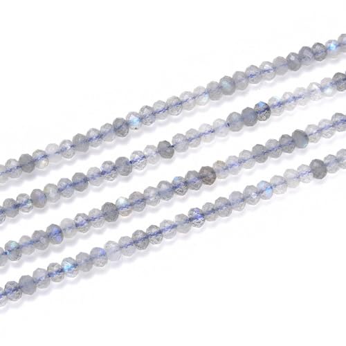 Adabele 30 Inch Natural Flashy Labradorite Healing Gemstone 4mm x 3mm Tiny Small Faceted Round Rondelle Loose Beads Stone Spacer (250-270pcs) for Craft Jewelry Making GK-B2 - color: Labradorite, size: 4mm x 3mm - 30 inch/2 strands