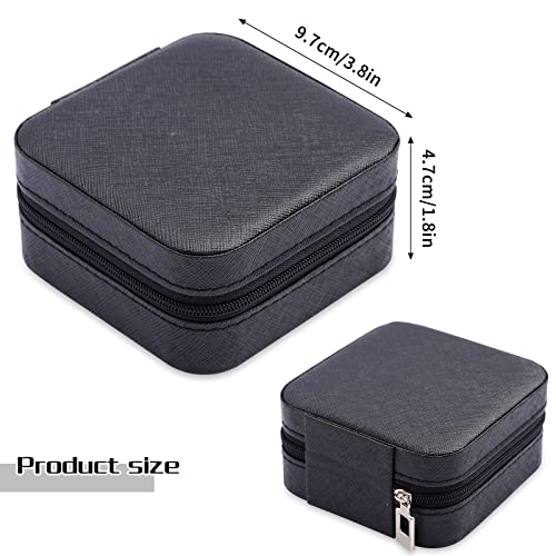 Neveika Portable Travel Mini Jewelry Box Leather Jewellery Ring Organizer Case Storage Gift Box Girls Women (black). - color: black