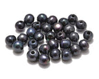 AD Beads Natural Gemstone 10mm Round Loose Beads Big Hole 2mm Sized 30pcs (Black Pearl) - color: Black Pearl