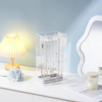 Lolalet Necklace Holder Organizer, Acrylic Jewelry Organizer with 24 Hooks, Rotating Clear Necklaces Display Box, Dust-proof Jewelry Storage Case with Velvet Tray -Clear - color: 2 -Clear