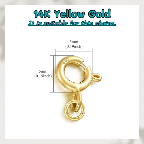 14K Yellow Gold Jewelry Clasp Necklace Extender, Double Lobster Clasp Bracelet Extension Connector for DIY Necklace Bracelet Anklet Jewelry Making, 14K Gold Double Spring Clasp (Style 3) - style: Style 3