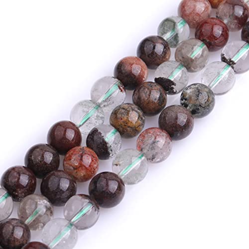 JOE FOREMAN 10mm Brown Ghost Rock Quartz Round Beads for Jewelry Making Strand 15" Natural Stone Semi Precious Gemstone DIY Handmade Craft Supplies - color: Brown, size: 10mm