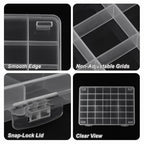 SUTOKAKA 1Pc 42 Grids Clear Plastic Jewelry Organizer Box Large Bead Storage Container with Non-Adjustable Dividers Small Parts Compartment Organizer for Washi Tapes Crafts Screws Sewing Threads - size: 42