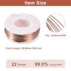 uxcell Soft Copper Wire (22 Gauge, 164 FT), 99.9% Pure Bare Copper Wire 0.6mm Solid Craft Wire for DIY Crafting Gardening Decoration (50Meter) - size: 22 Gauge x 164 FT