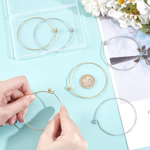 UNICRAFTALE 6Pcs 2 Colors Expandable Blank Bangle Bracelet Stainless Steel Adjustable Wire Bracelets Metal Wire Blank Bangles for DIY Bracelets Jewelry Making Holiday Day Gifts