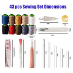 43 Pcs Big Eye Sewing Needle Kit，Includes Stainless Steel Needles, Thread Ripper, Thimble, 10 Thread Colors & Threaders ，Portable DIY Craft Set for Clothes Repair