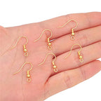 BEADIA 18K Gold Plated Earring Hooks 18x18mm 80pcs with Beads for Jewelry Making Findings - size: Hooks 1# 18x18mm