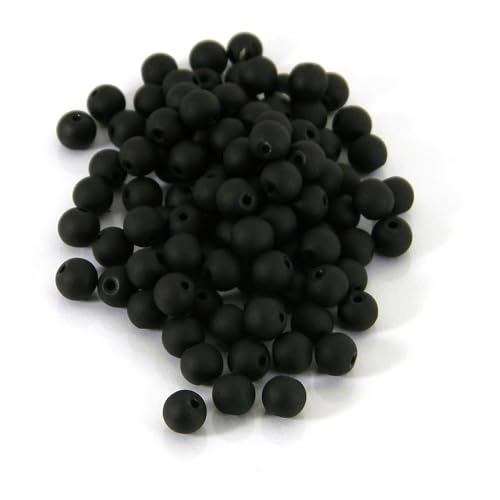 100 Matte Frosted Translucent 6mm x 5mm Round Loose Glass Jewelry Spacer Beads with 1.2mm Hole in Many Colors (Charcoal Black) - color: Charcoal Black