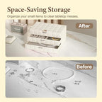 VUSIGN Jewelry Box for Women, 3 Layer Jewelry Organizer with Mirror, Jewelry Storage Case with Removable Pad, Customizable Jewelry Boxes for Rings Earrings Necklaces, White