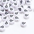 100Pcs Letter Beads 4x7mm White Round Acrylic Alphabet Beads Letter P Beads for Jewelry Making DIY Bracelets Necklaces Key Chains - color: P 100Pcs