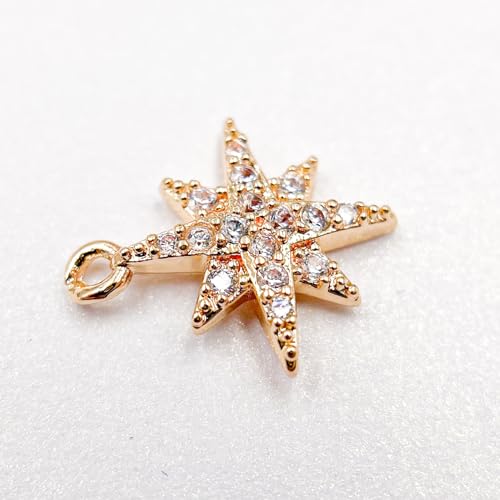 Crystal Zirconia Gold Plated Brass Charms for Jewelry Making Bracelet Necklace Earring Pendant Craft Supplies DIY Accessories - color: StarA-White-5Pcs