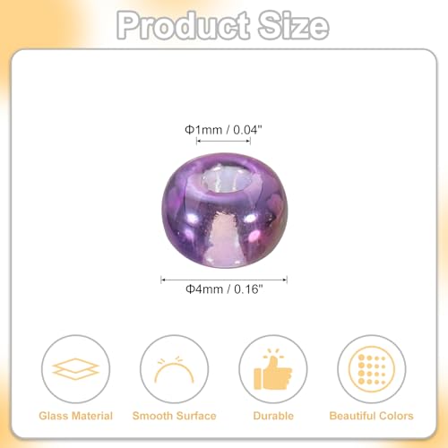 uxcell 2000 Pcs Glass Seed Beads Bulk, 4mm Mini Loose Glass Bugle Beads for DIY Earrings, Necklaces, Bracelets, Jewelry Making, Dark Purple - color: Dark Purple, size: 4mm