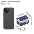 Royal Bagger Genuine Cow Leather Mini Jewelry Box Women's Coin Purse Solid Color Kiss Lock Change Pouch Casual Style Small Storage Bag for Women 1894 (Royal Blue with Chain) - color: Royal Blue with Chain