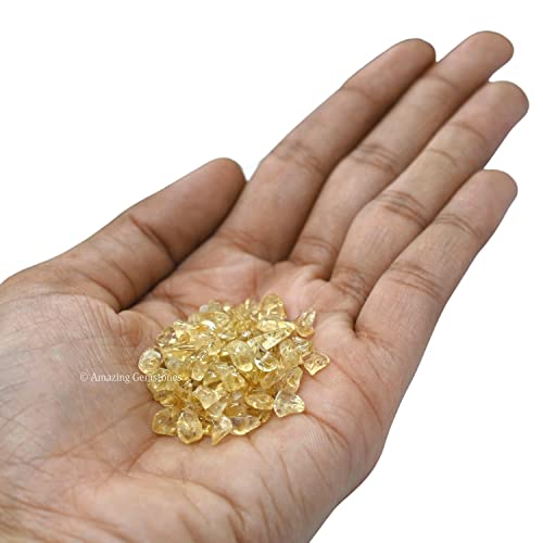 Citrine Pre Drilled Crystal Crushed Chips Beads for Bracelets Making, DIY Handmade Natural Healing Crystals (25 Inch Strand) - color: Citrine