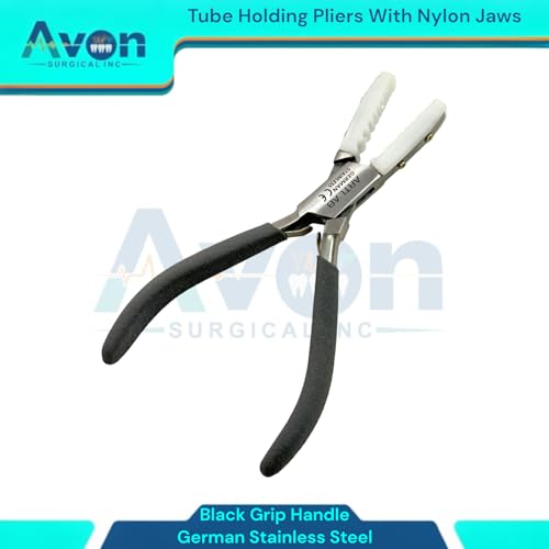 Nylon Jaws Tube Holding Pliers with Black Grip Handle - Rod & Wire Holding Pliers, Scratch-Free Jaws - Jewelry Making Supplies (German Stainless Steel)