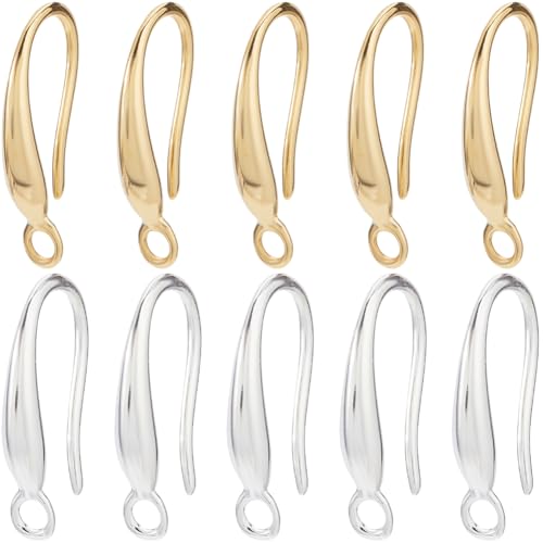 SUNNYCLUE 1 Box 40Pcs Fish Hook Earring Wires Dangle Earring Findings with Loops Real 24K Gold Plated Brass French 925 Sterling Silver Plated Earring Hooks for Jewelry Making Earrings DIY Crafting - style: Teardrop 3
