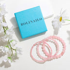 3Pcs Natural Healing Crystal Bracelets for Women Men, 4mm 6mm 8mm Beaded Stretch Bracelet Set, Black Tourmaline Natural Stone Gemstone Jewelry Gifts for Meditation, Reiki & Yoga - color: Rose Quartz
