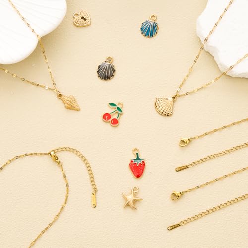 12 Pack Stainless Steel Necklace Chain for Women Men Gold Lip Link Chain Adjustable Necklace Bulk - color: Gold Lip, size: 18 Inches