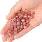 70PCS Natural 8MM Healing Gemstone, Strawberry Quartz Energy Stone Round Loose Beads, Semi-Precious Crystal Beads with Free Elastic String for Jewelry Making DIY - color: Strawberry Quartz