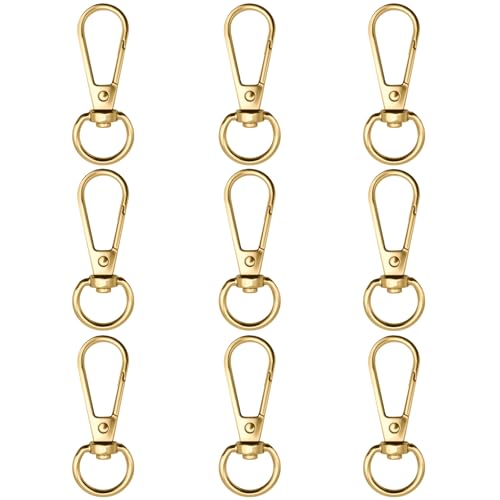 12pcs Swivel Push Gate Snap Hooks Clasps for DIY Crafts Keychain Clip Purse Handbag Making Accessories (Light Gold,Large(46mm)) - color: Light Gold, size: Large(46mm)