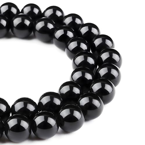 HAAMIIQII 6mm Natural Black Onyx Beads Round Gemstone Loose Beads for Jewelry Making 2 Strands (120-130pcs) - color: Black Onyx, size: 6mm (120-130pcs)