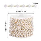 33 Feet Gold Pearl Beads Chains Roll, 4mm Faux Pearls Beaded Gold Plated Brass Cable Link Chain Spool Bulk for Jewelry Making DIY Craft - color: 4.0MM Gold Color
