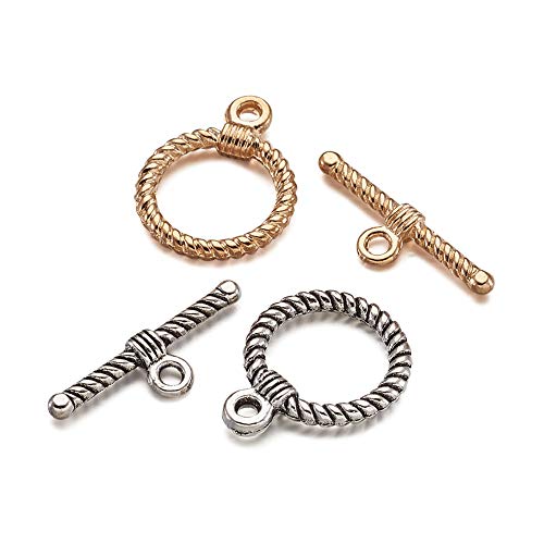 Craftdady 20 Sets Mixed Color 22mm Tibetan Style Alloy Ring Toggle Clasps for DIY Jewelry Making Crafting - color: Antique Silver, Gunmetal, Gold, Red Copper