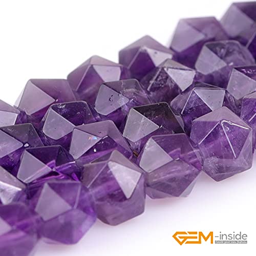 GEM-Inside Natural 6mm Amethyst Gemstone Loose Beads Faceted Purple Square Cambay Crystal Energy Stone Power for Jewelry Making 15" - color: Amethyst, size: 6mm