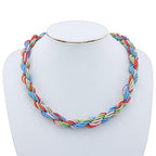 Bocar Fashion Seed Beads Statement Collar Necklace for Women (NK-10408) - color: Balloon Party