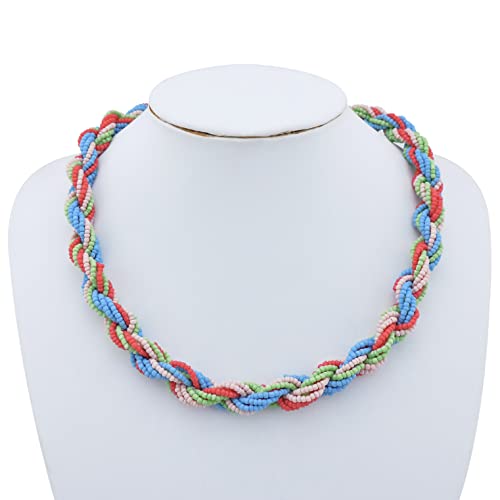 Bocar Fashion Seed Beads Statement Collar Necklace for Women (NK-10408) - color: Balloon Party