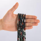 Natural Bloodstone Rectangle Tube Beads 4x13mm 38cm/str Loose Semi Gemstone Stone Beads for Making Bracelets Necklace Earrings - color: BloodStone, size: 4x13mm Rectangle