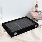 Wudygirl Jewelry Organizer Necklace Organizer Box 20 Hooks Necklaces Holder Display Case Black Velvet Jewelry Organizer with Clear Lid(Black Necklace Tray) - style: Necklace Tray