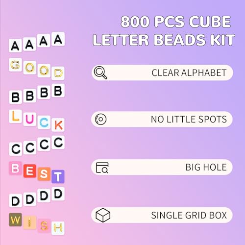 800Pcs Square Number and Heart Beads, 6X6mm White and Black Acrylic Beads for Friendship Bracelets Making - color: Black Number White Beads