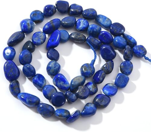Blue Lapis Lazuli Pebble Nugget Oval Free Tumbled Stone 6-8mm Natural Gemstone Loose Beads Approx 15.5 inch for DIY Jewelry Making - color: Blue Lapis Lazuli