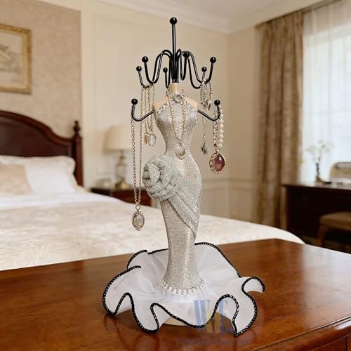2 PCS Set Jewlery Display Shoe Ring Holder - Mannequin Necklace Display Bracelet Orgaziner (Silver) - color: Silver