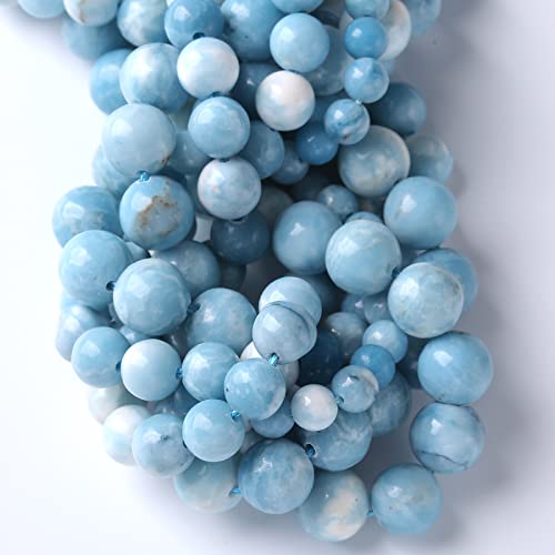 Larimar Beads 36pcs 10mm Natural Gemstone Round Loose Beads for Jewelry Making Energy Crystal Healing Power Gemstone DIY Bracelet Necklace (Blue Larimar Stone, 10mm) - color: Blue Larimar Stone, size: 10mm