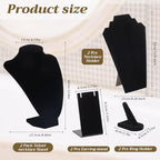 Geelin 8 Pcs Velvet Jewelry Display Stand Sets for Velvet Necklace Stands Ring Finger Holders Acrylic Earrings Holders